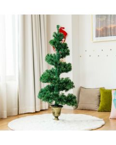 Pre-Lit Artificial Christmas Tree with LED Lights and Retro Urn Base