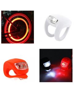 2X LED Bike Lights Front and Back Clip-On Silicon Bicycle Lights with Waterproof Silicone Housing - Random Colour