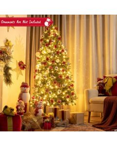 6ft Hinged Christmas Tree with 350 Multicolor LED Lights and 9 Flash Modes