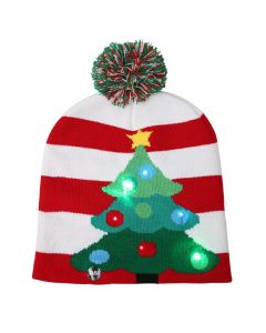 LED Light Knitted Christmas Warm Hat New Year Party Decoration Tree Snowflake Hat for Adult - Christmas Tree