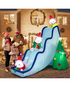 9 Feet Inflatable Polar Bear Slide Scene Decoration with LED Lights