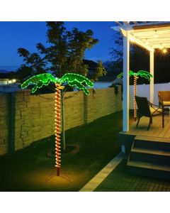 Tropical Holographic LED Rope Light Coconut Plant with 4 Stakes