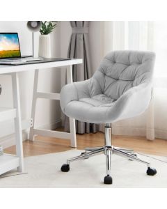 Velvet Height-Adjustable Swivel Upholstered Desk Chair with Armchair