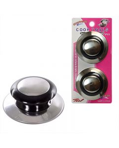 2 pcs Silver Coloured Pan Lid Knobs with Screws