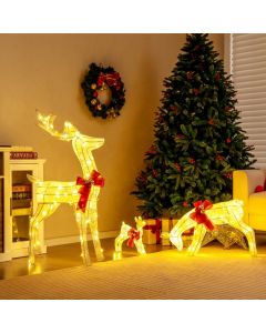 3 Pieces Lighted Reindeer Family Set with 230 LED Lights and Stakes