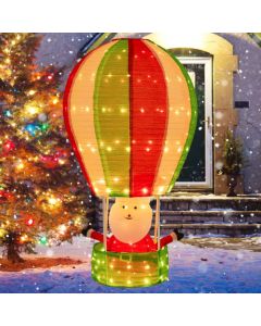 Lighted Santa in Hot Air Balloon with LED Lights and Pop-up Design