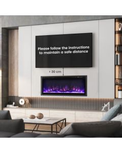 36"/91cm Linear Electric Fireplace with Log and Crystal Decor and Remote Contro