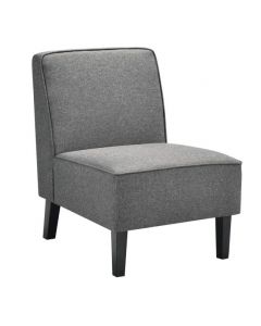 Linen Fabric Upholstered Armless Accent Chair with Rubber Wood Legs