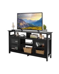 Living Room Console Table for TVs with Wooden Fireplace and 2 Cabinets