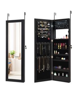 120cm Full Length Lockable Mirror Jewelry Cabinet with 15 LEDs