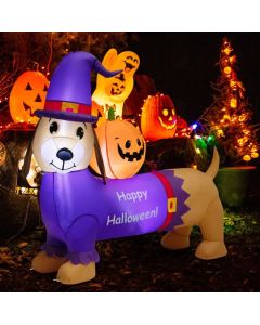 Long Halloween Inflatable Dachshund Dog with Pumpkin