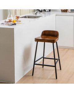 Low-Back Bar Stool with Backrest Footrest and Saddle Seat for Kitchen Pub