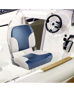 2-Piece Low Back Boat Seat Set with Sponge Padding and Aluminum Hinges