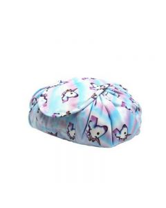Portable Makeup Drawstring Bags Storage Travel Pouch Cosmetic Bag - Light Blue Unicorn