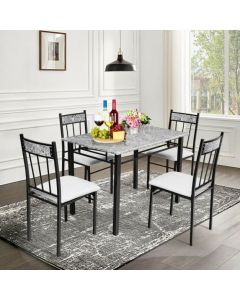Costway Marble Kitchen Dining Set with Sponge Cushion