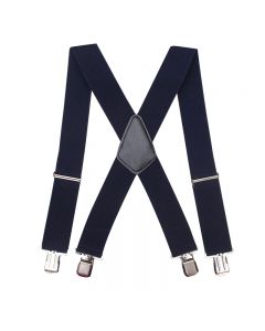 Mens X Shape Braces Adjustable and Elastic Suspenders 50MM WIDTH - Deep Blue