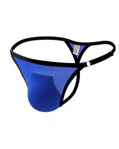 Mens Comfortable T-Back Bikini Briefs and Thongs Translucent G-String Underwear - Royal Blue