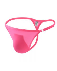 Mens Comfortable T-Back Bikini Briefs and Thongs Translucent G-String Underwear - Pink