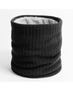 Snood Neck Warmer Scarf Men Winter Thick Fleece Thermal Windproof Balaclava Mask - Black