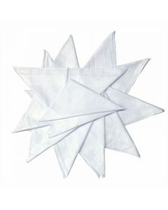 Mens Cotton Handkerchiefs Pack of 12 White Plain Hankies Cloth Hanky