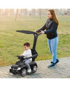 3-in-1 Mercedes Benz Licensed Kids Ride On Push Car with Canopy