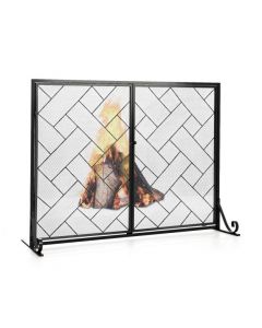 2-Panel Mesh Fireplace Screen with Double Magnetic Doors