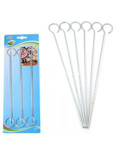 Pack Of 6 Metal BBQ Skewers Kebab Sticks 25cm