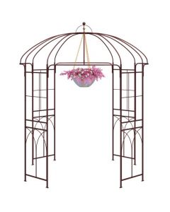 4-Sided Metal Birdcage Shape Garden Arch for Patio Lawn Wedding