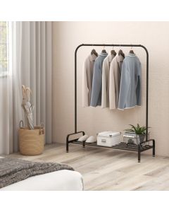 Metal Clothes Stand Rack with Top Rod and Lower Storage Shelf