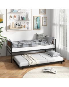 Metal Daybed with Pull-out Trundle and Headboard