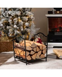 Heavy Duty Metal Fireplace Log Holder with Hollowed Base