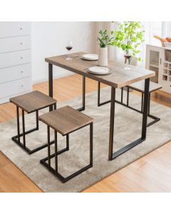 4 Pieces Metal Frame Industrial Breakfast Table Chair Set