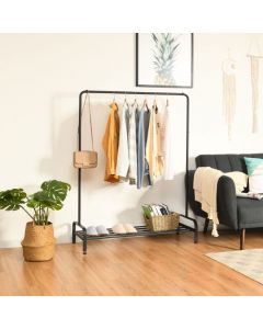 Metal Garment Rack with Hanging Rail and Bottom Shelf
