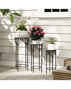 Metal Plant Stand Set of 3 with Ceramic Top