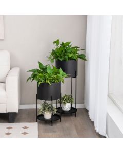 Set of 2 Metal Planter Pot Stands with Stands and Drainage Holes