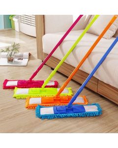 Folding and Adjustable 360 Plastic Microfibre Mop with Handle - Random Colour