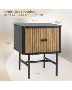 Mid-century Modern Bedside Table with Storage Cabinet and Metal Legs