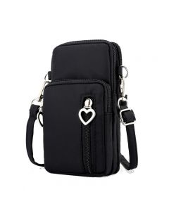 Women Mini Cross-body Mobile Phone Shoulder Bag Pouch Case Handbag Purse Wallet - Black