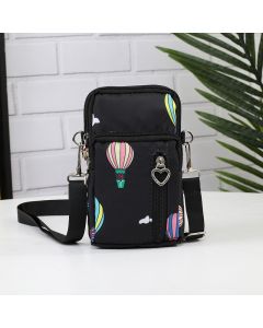 Women Mini Cross-body Mobile Phone Shoulder Bag Pouch Case Handbag Purse Wallet - Black Balloon