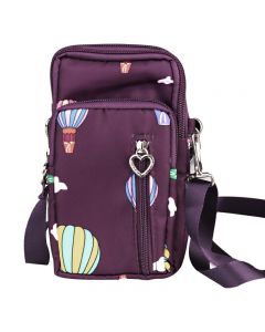 Women Mini Cross-body Mobile Phone Shoulder Bag Pouch Case Handbag Purse Wallet - Purple Balloon