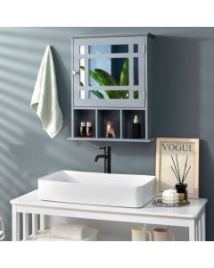 Mirror Door Cabinet with Adjustable Shelf and 3 Compartments