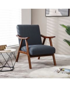 Modern Accent Chair with Armrests and Rubber Wood Frame