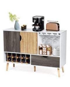 Modern Buffet Sideboard with Adjustable Shelf and 10 Wine Racks