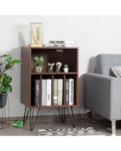Modern Display Bookshelf with 5 Compartments and Metal Legs