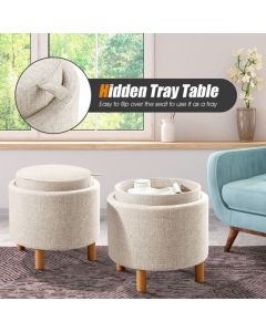Modern Round Padded Storage Ottoman with Hidden Storage Space