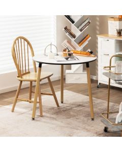 Modern Round Side Table with Faux Marble Pattern Tabletop and Anti-rust Steel Legs