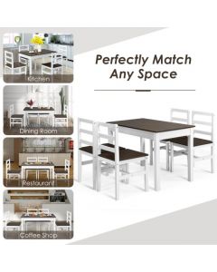 Modern Table and Chairs Set with Solid Pine Wood Legs for Dining Room