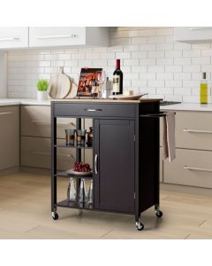 Movable Kitchen Island with 3-Tier Open Shelf