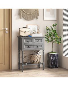 Narrow Console Table with 3 Storage Drawers and Open Bottom Shelf