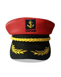 Navy Cap Sailor Cap for Men Women Captains Dressing up Party - Red